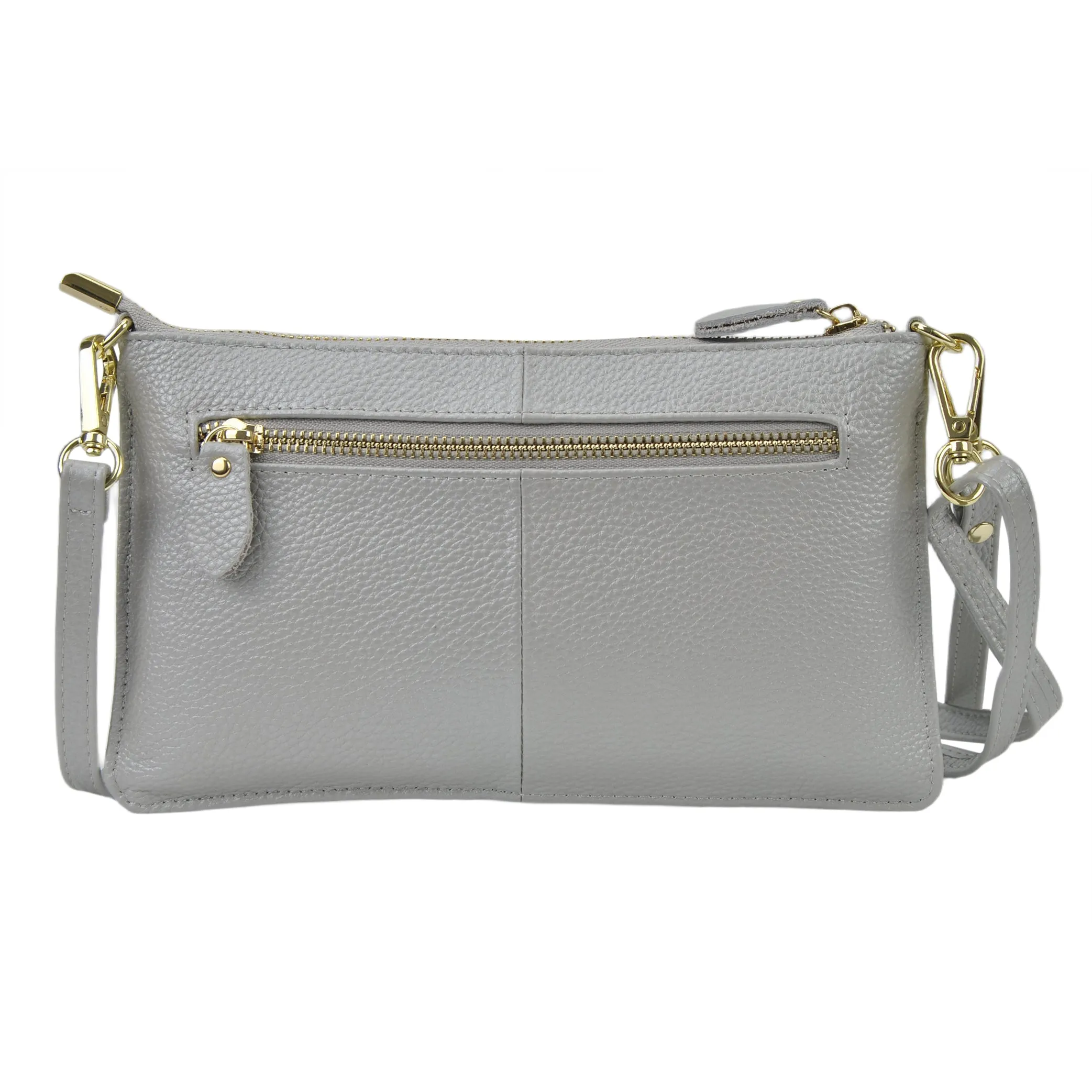 Silver NGIL Genuine Leather Wristlet Crossbody Bag