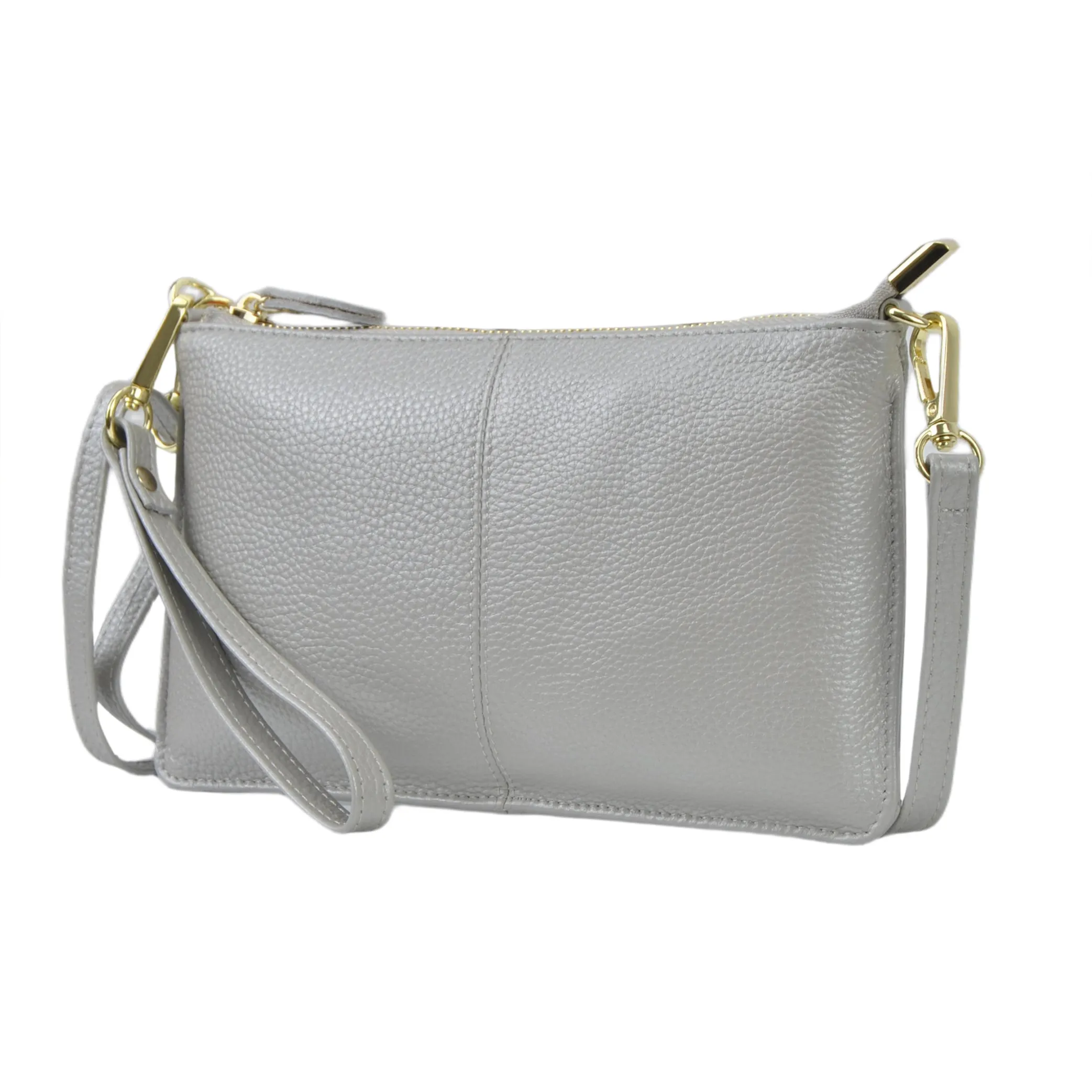 Silver NGIL Genuine Leather Wristlet Crossbody Bag