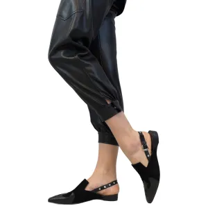 Slingback Texan Mules Metal Wash/Suede Black