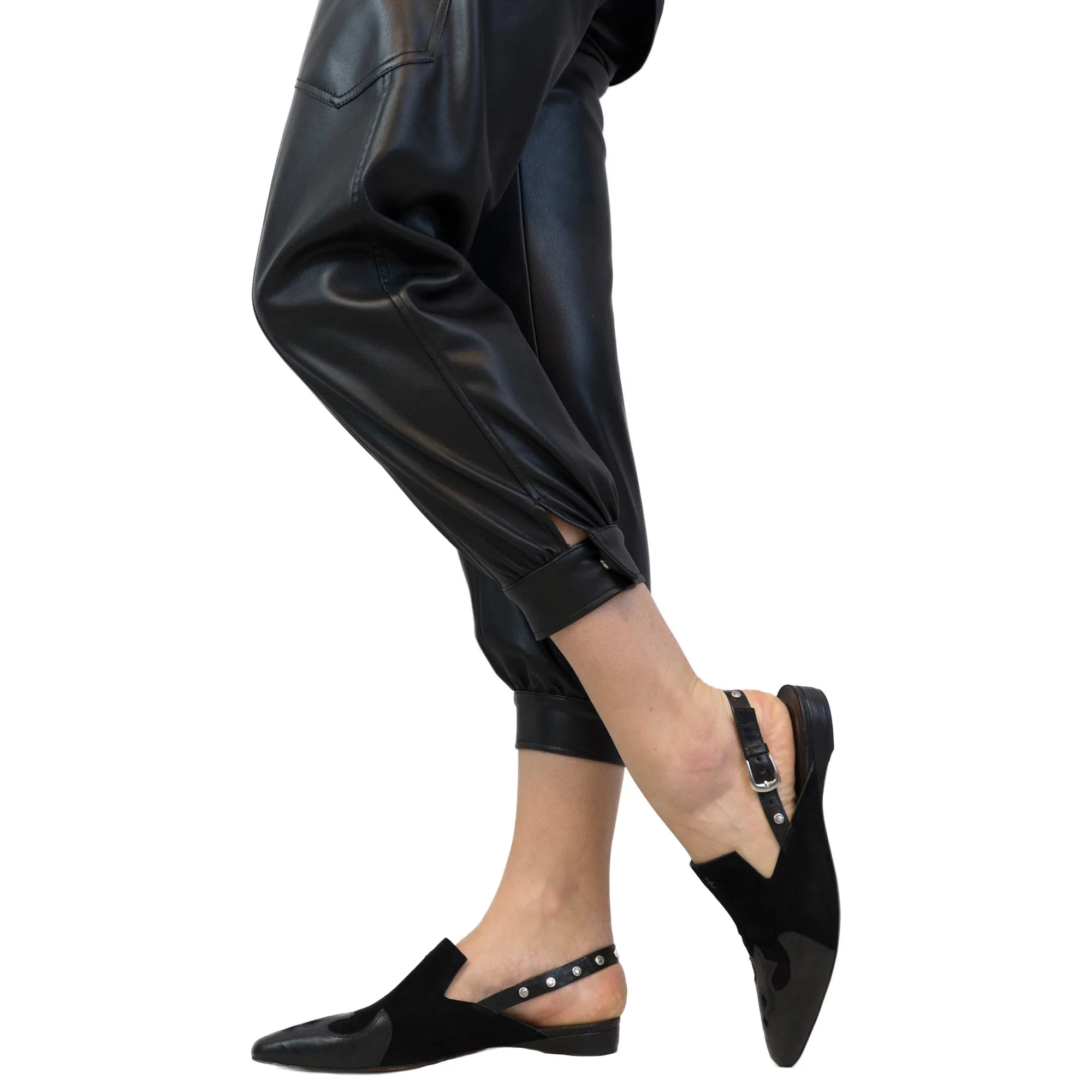 Slingback Texan Mules Metal Wash/Suede Black