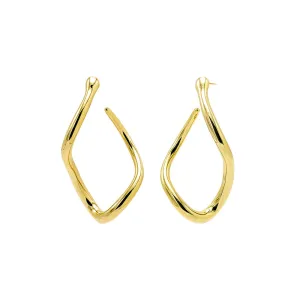 Solid Curved Shape Open Hoop Earring