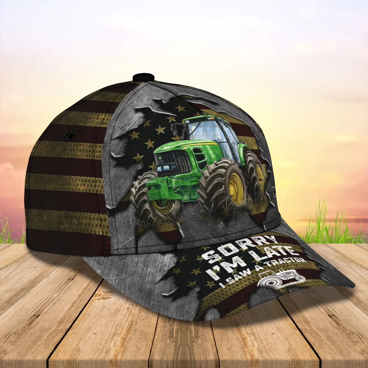 Sorry I'm Late I Saw A Tractor - Personalized Name Cap - Loop- T2k-204