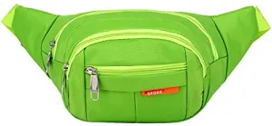 Sports Waist Packs Fanny Bag, Multiple Functions Hip Bum Chest Belly Back Bags with Adjustable Belt Strap for Men, Women Fit for Outdoor Events Like Hiking, Cycling, Running (Green)