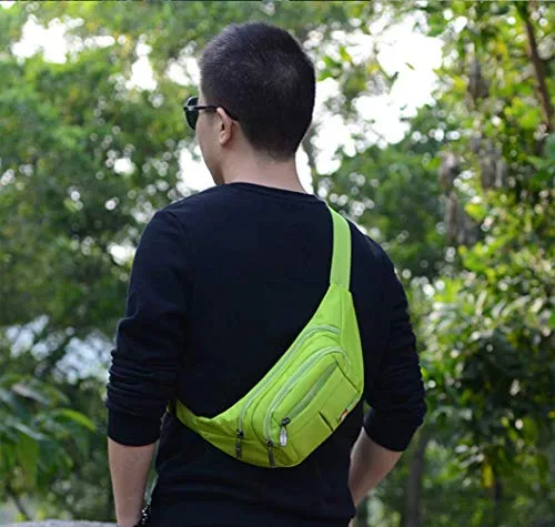 Sports Waist Packs Fanny Bag, Multiple Functions Hip Bum Chest Belly Back Bags with Adjustable Belt Strap for Men, Women Fit for Outdoor Events Like Hiking, Cycling, Running (Green)