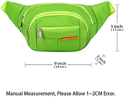 Sports Waist Packs Fanny Bag, Multiple Functions Hip Bum Chest Belly Back Bags with Adjustable Belt Strap for Men, Women Fit for Outdoor Events Like Hiking, Cycling, Running (Green)