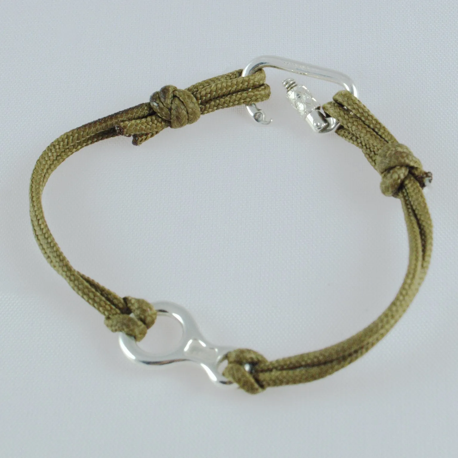 Sterling Silver Figure 8 Descender & Carabiner Nylon Bracelet