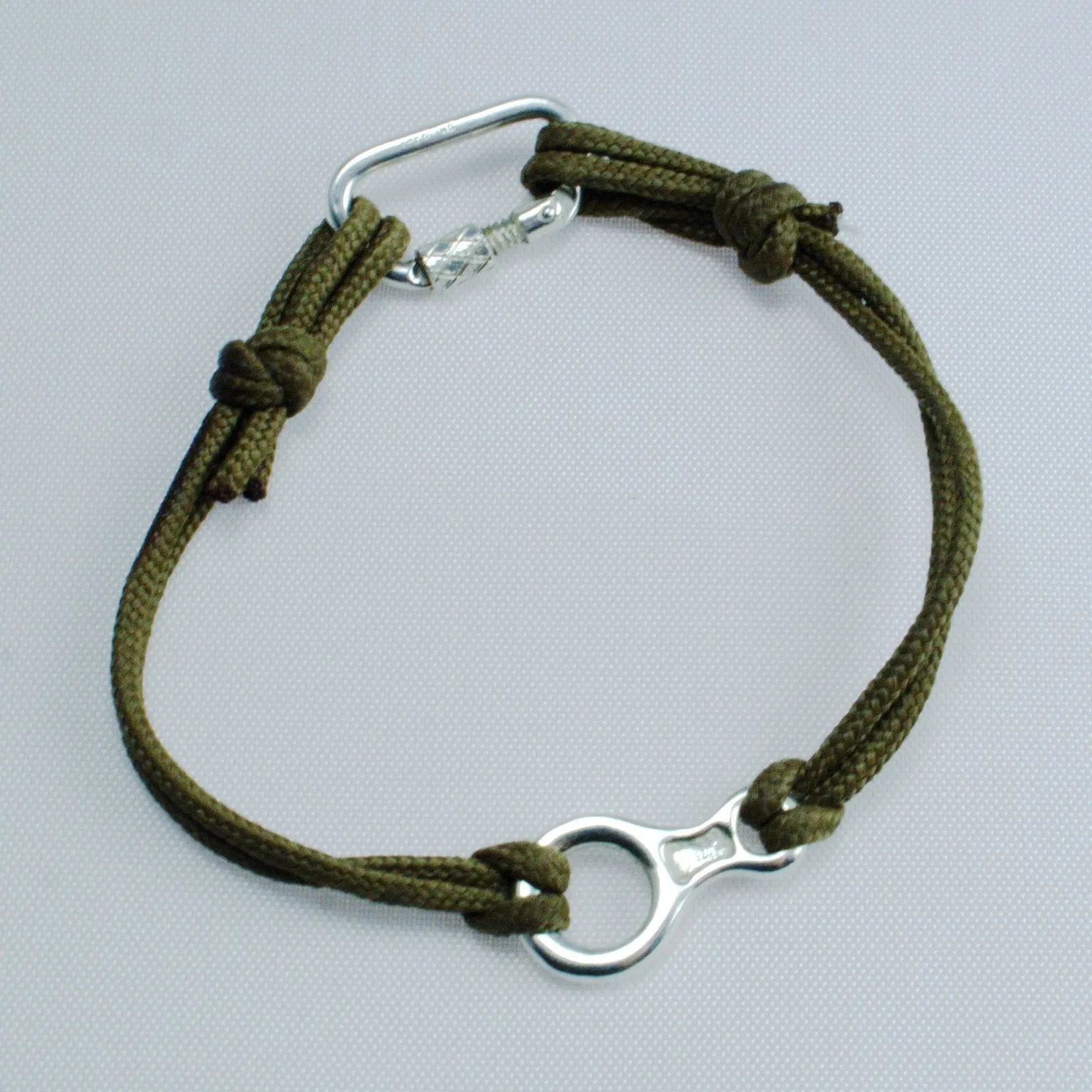 Sterling Silver Figure 8 Descender & Carabiner Nylon Bracelet