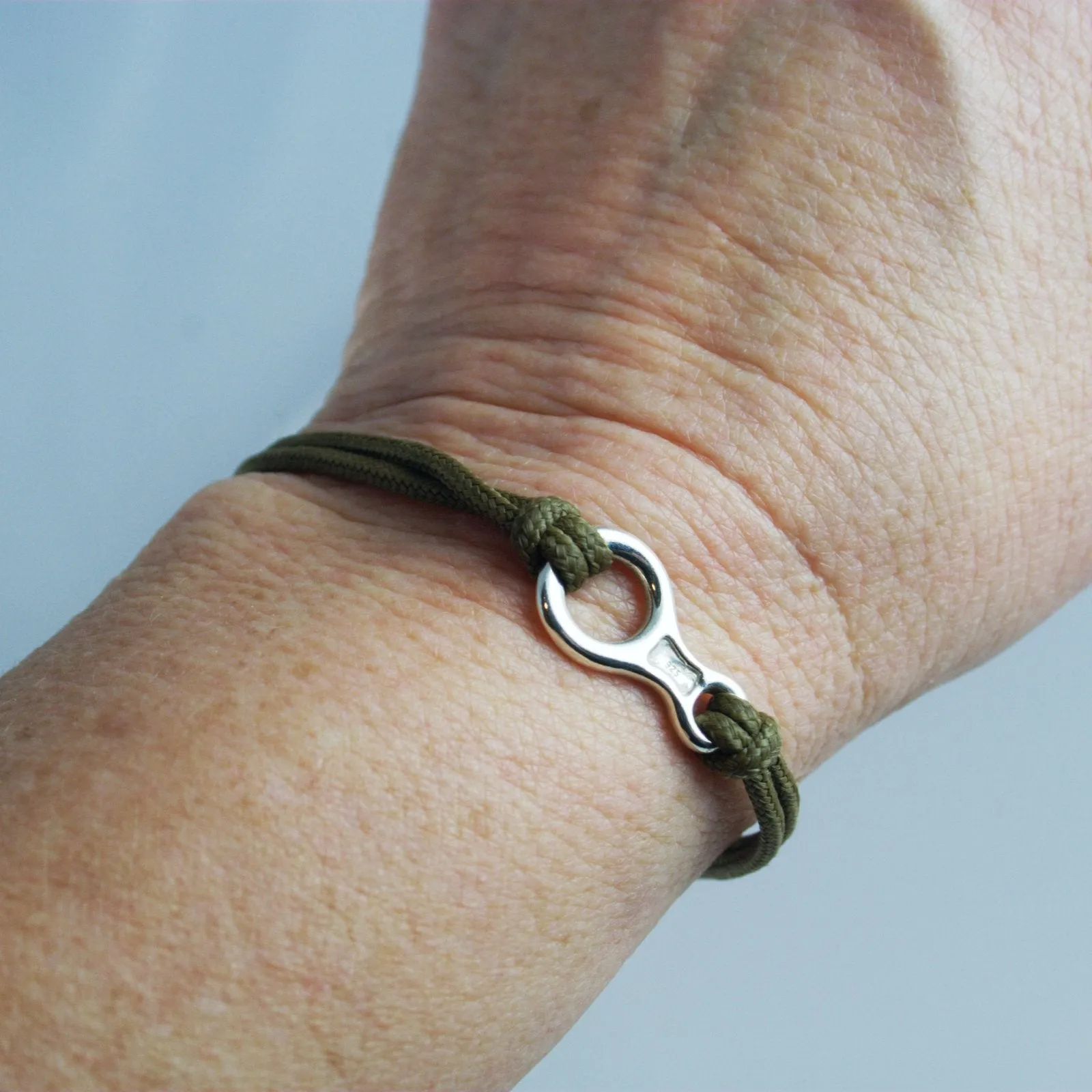 Sterling Silver Figure 8 Descender & Carabiner Nylon Bracelet
