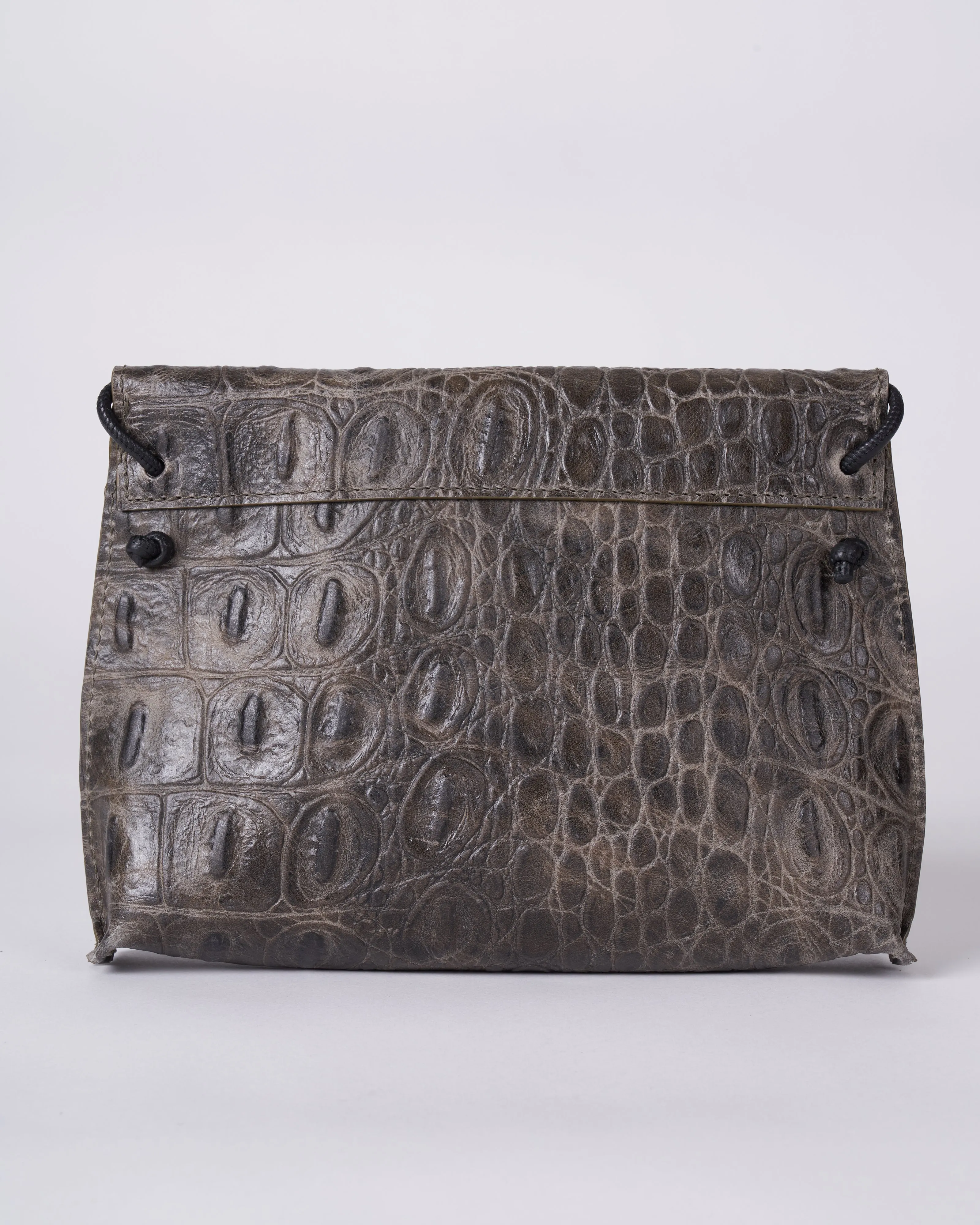 strappy foldover - fossil embossed gator