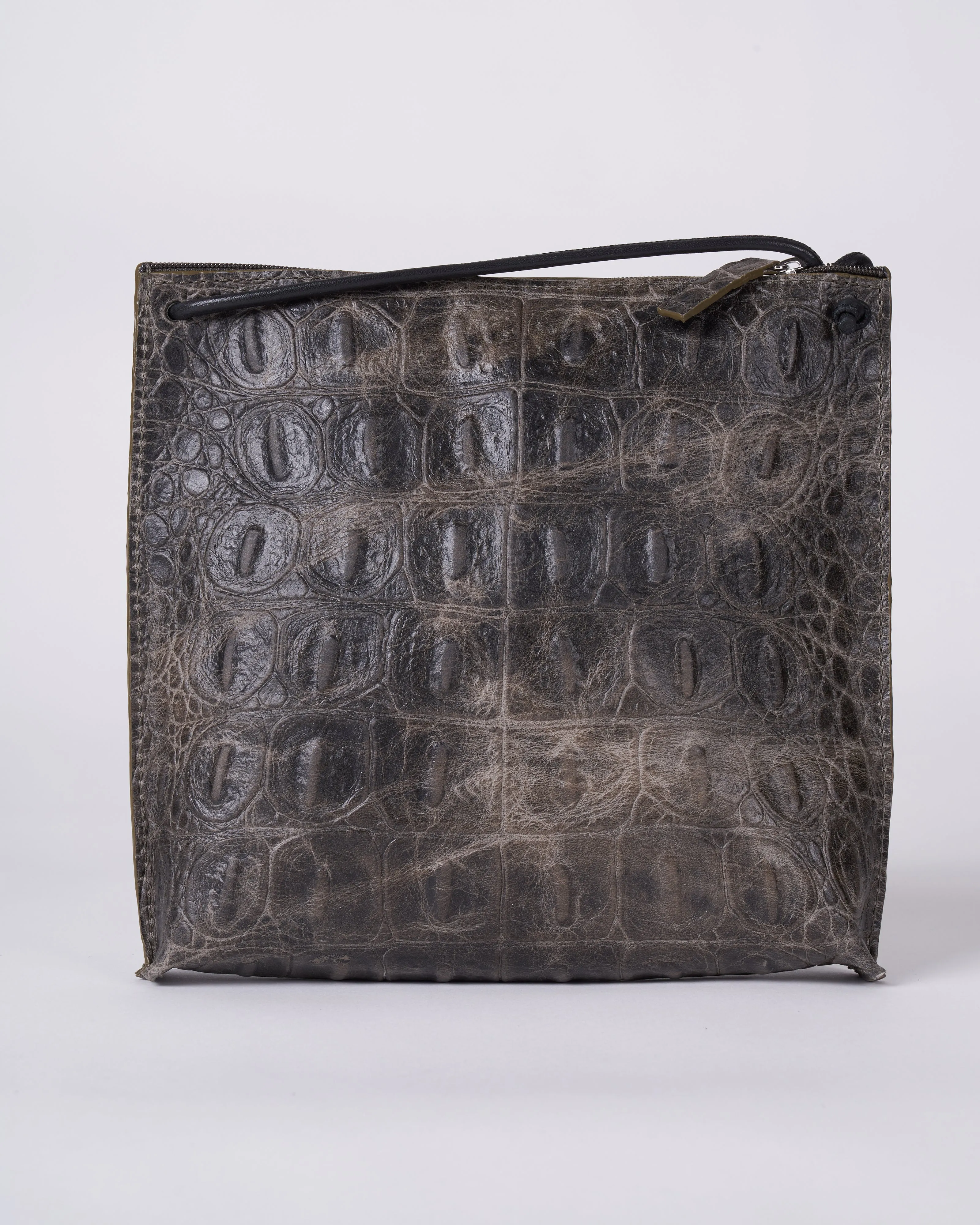 strappy pouch - fossil embossed gator