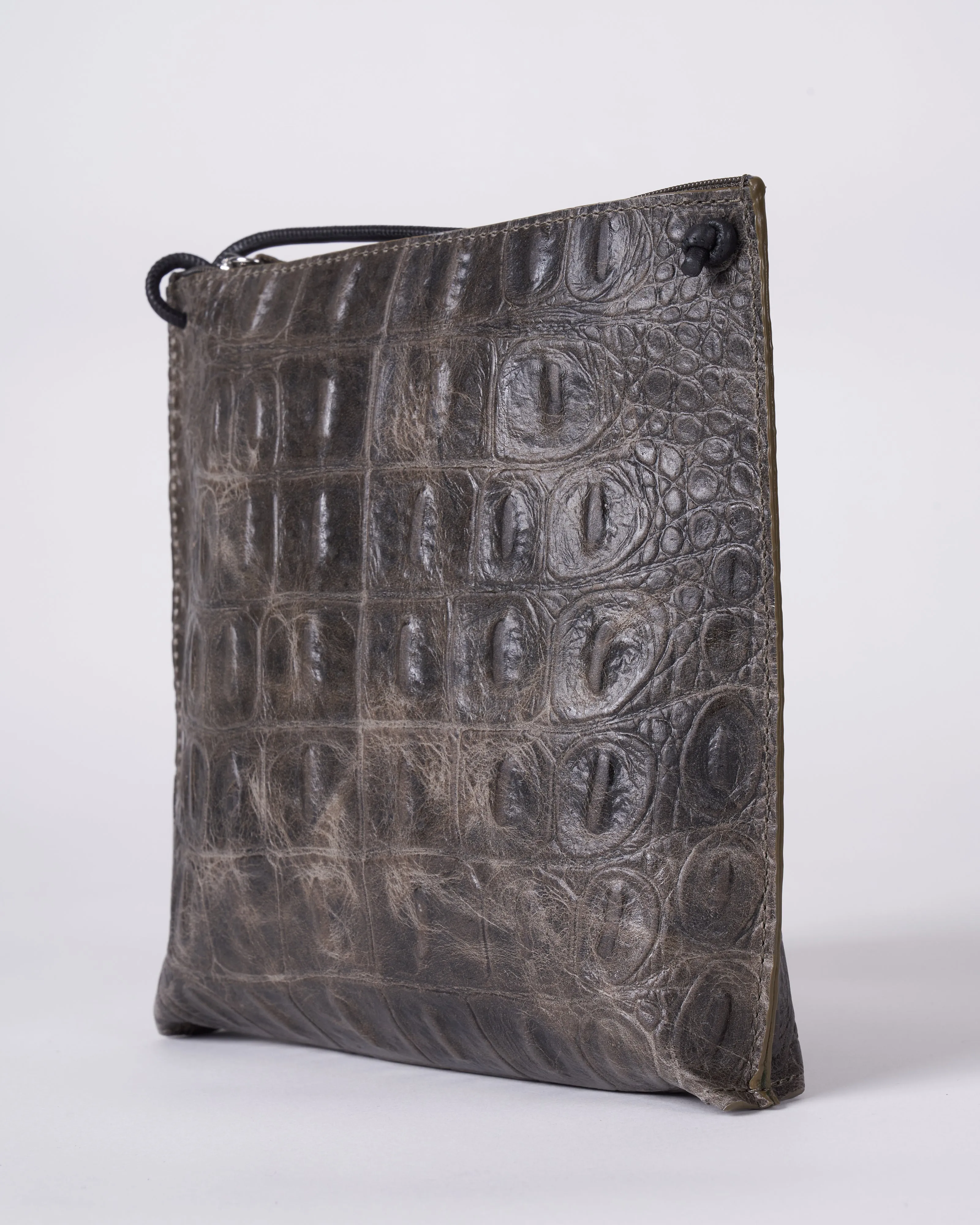 strappy pouch - fossil embossed gator