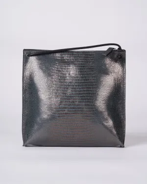 strappy pouch - metal embossed lizard