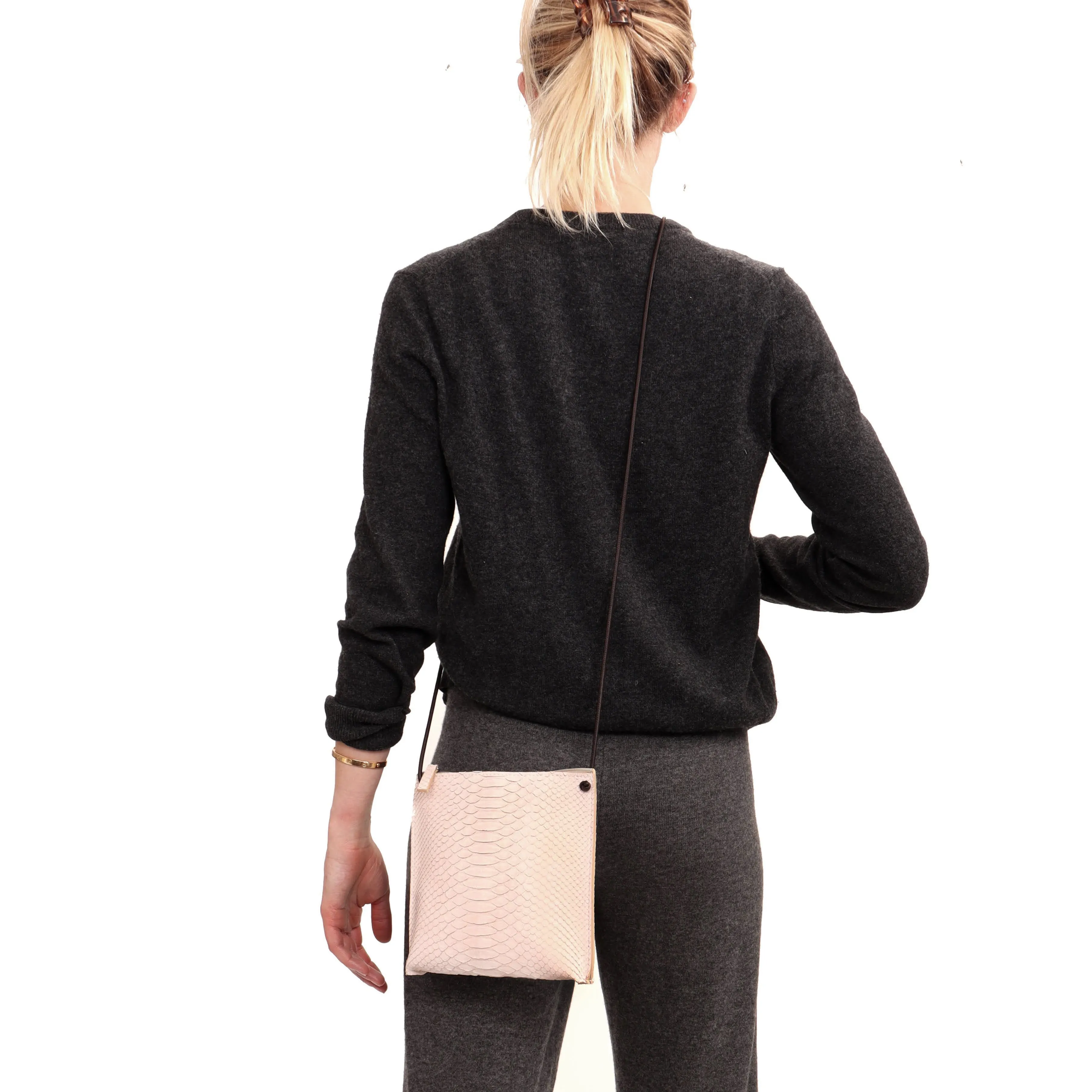 STRAPPY POUCH MOSSY BRONZE EMBOSSED CROC