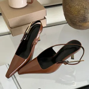 Street Style Sexy Pointed Toe Metal Buckle Strap Women Pumps Stripper Sandals