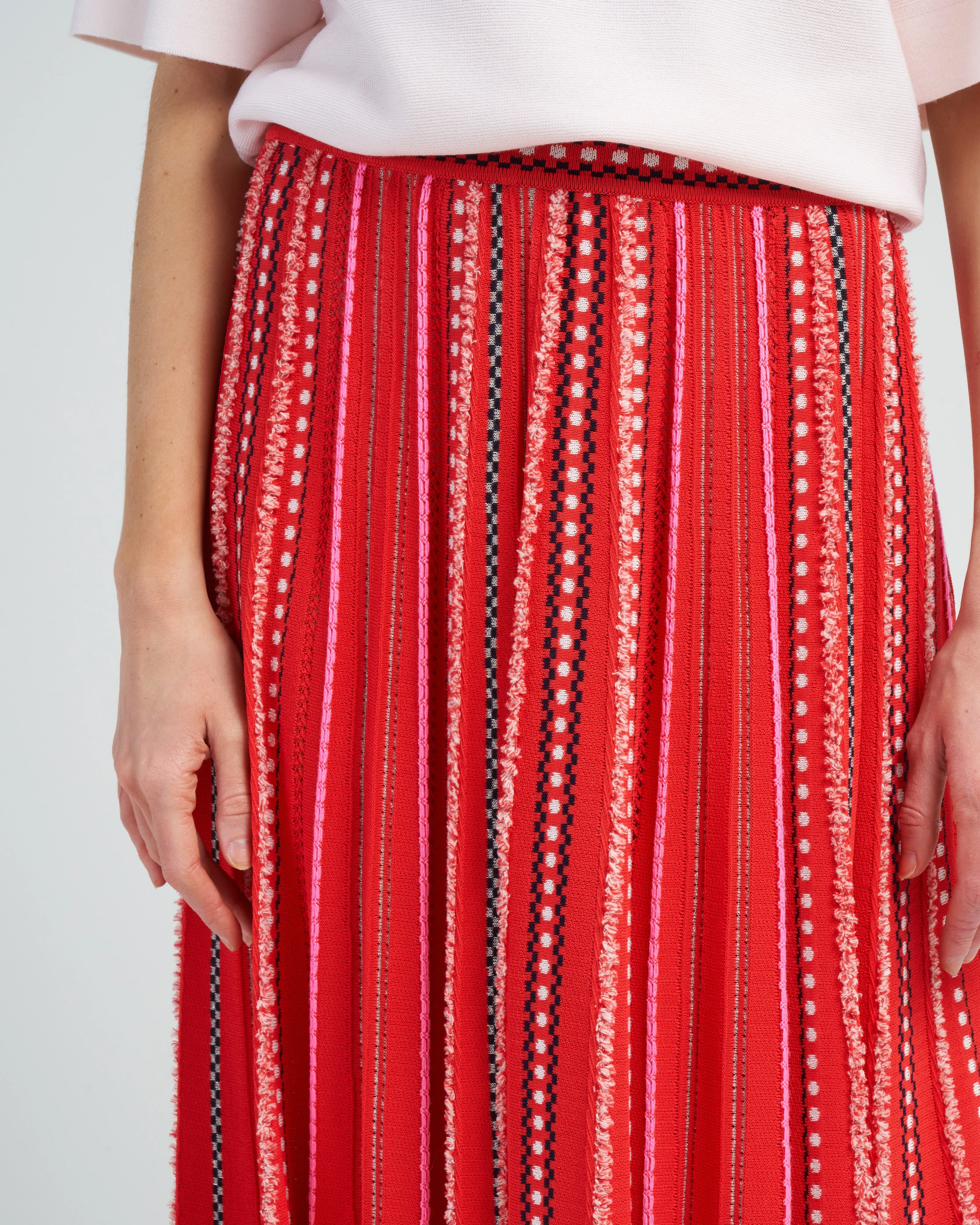 summer jacquard knit skirt - bright red