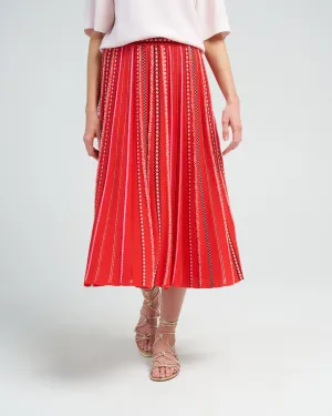 summer jacquard knit skirt - bright red