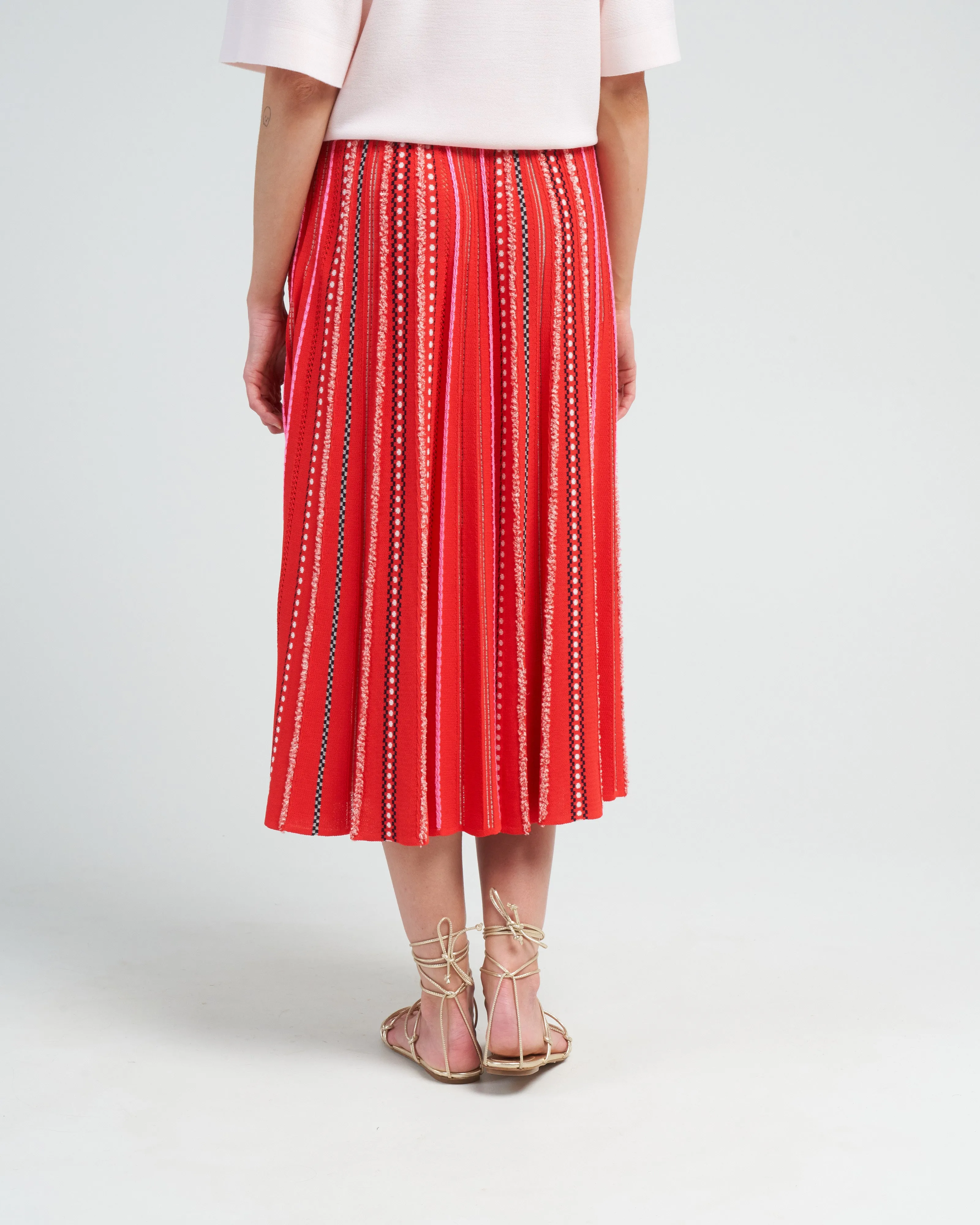 summer jacquard knit skirt - bright red