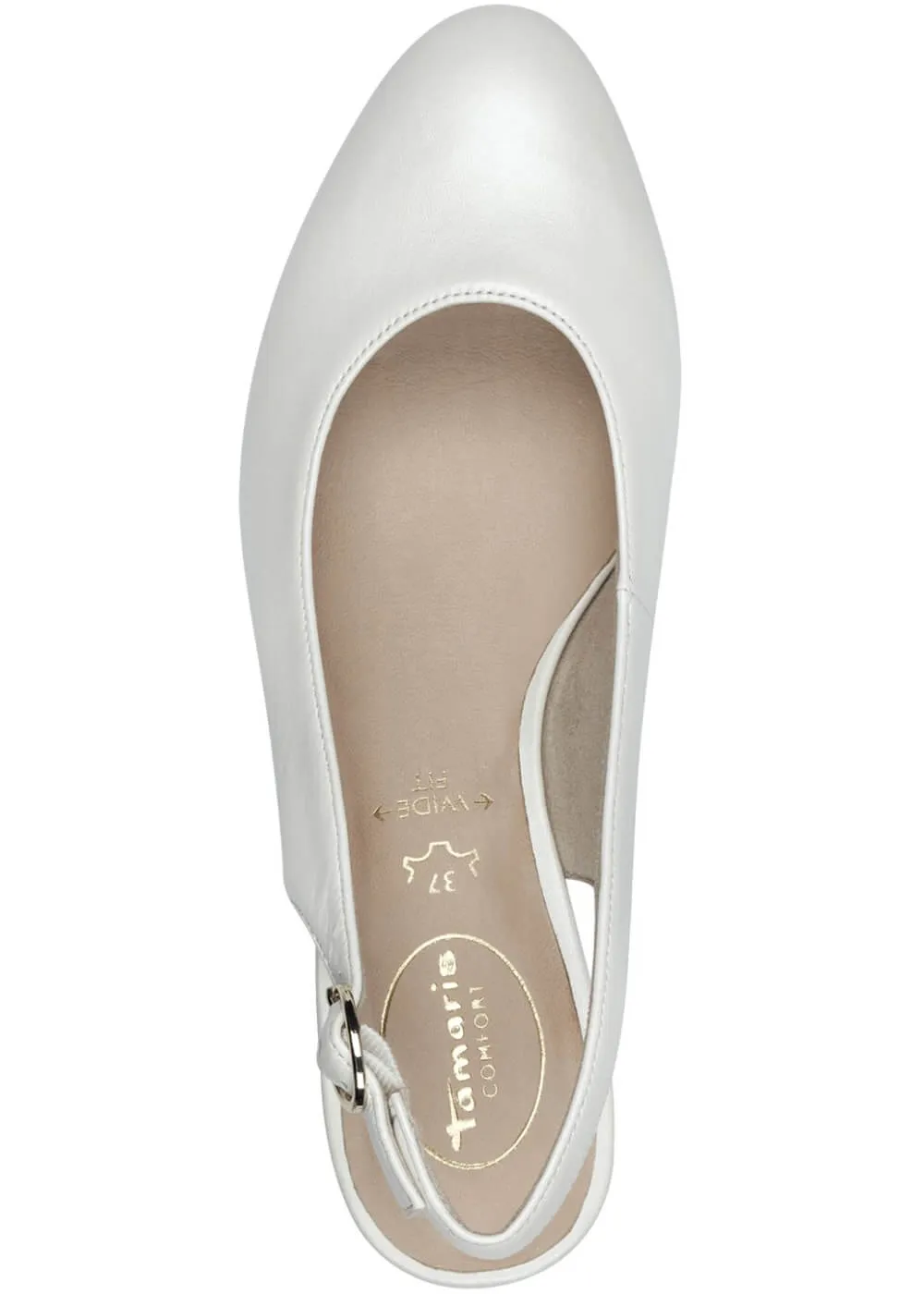 Tamaris Comfort Zara Leather Slingback Pumps Pearlized