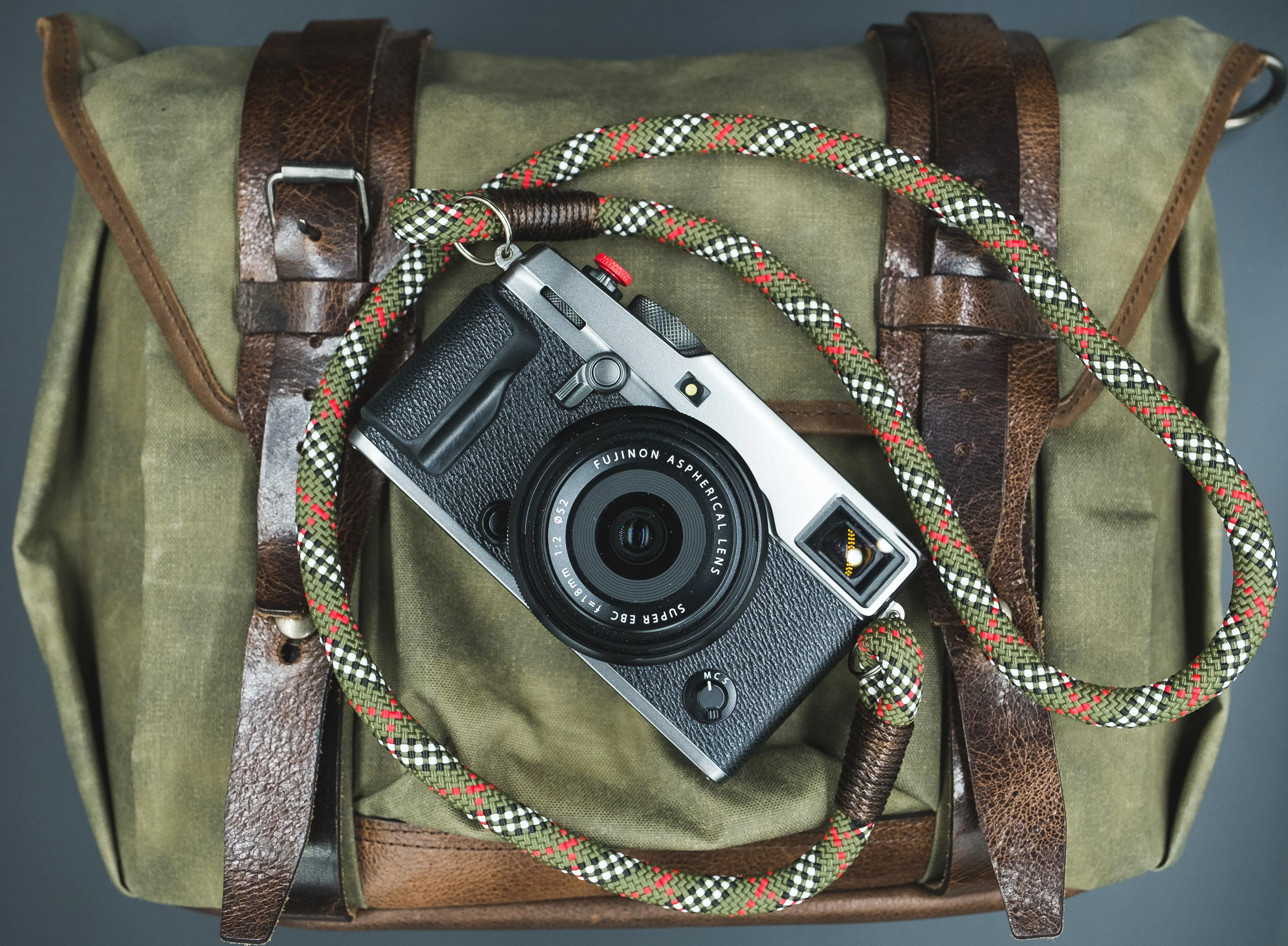 Tartan Olive/Red Camera Strap