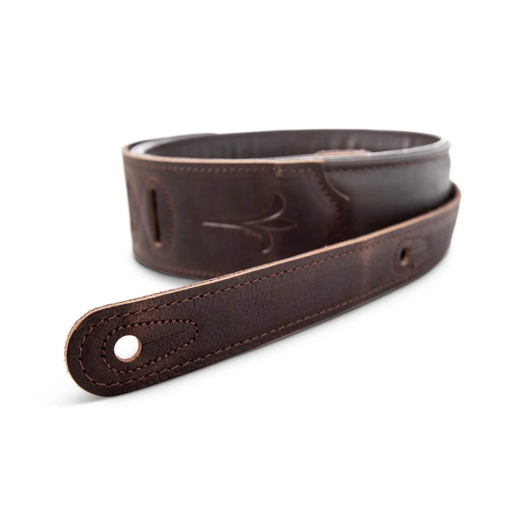 Taylor Spring Vine Embroidered Leather Guitar Strap, Chocolate Brown