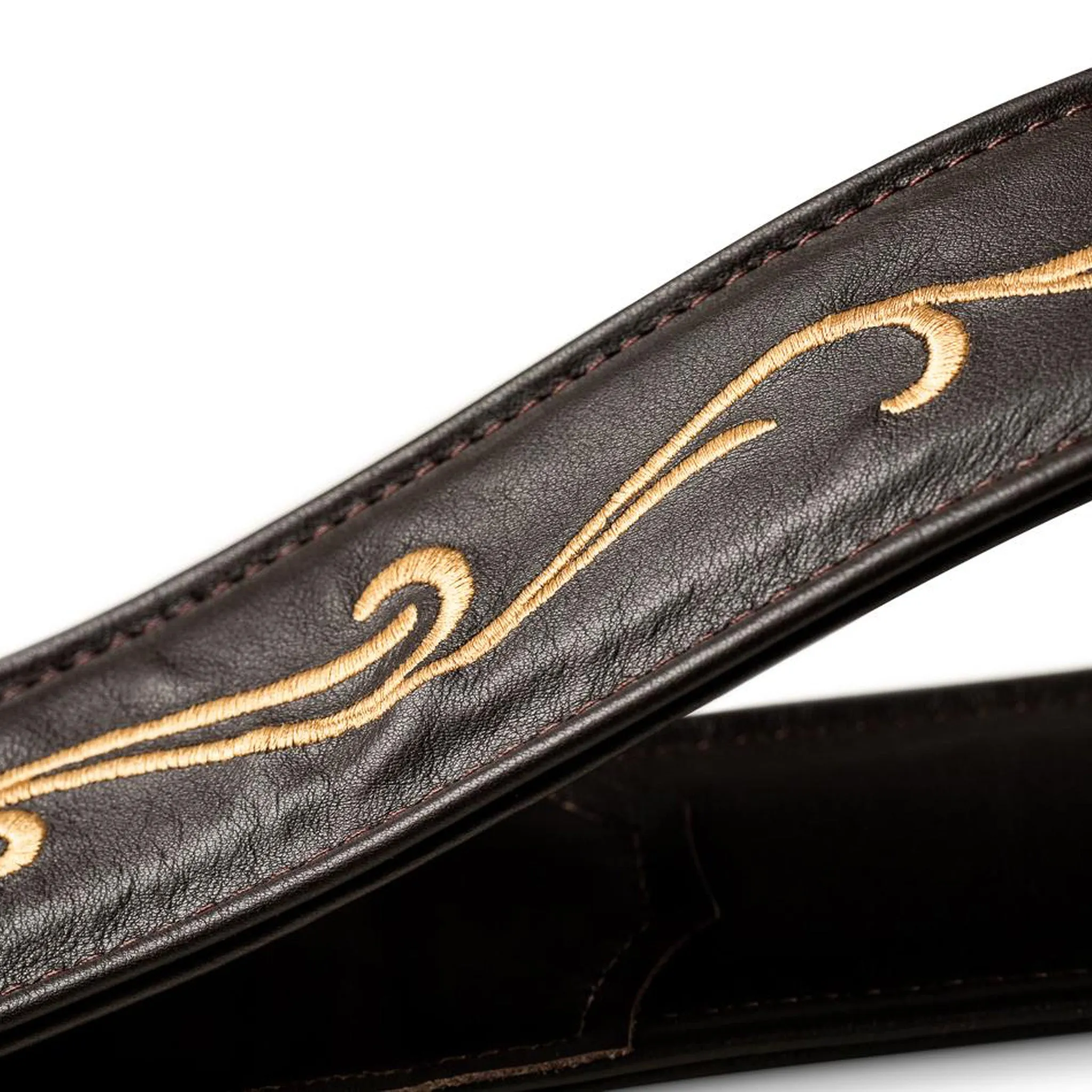 Taylor Spring Vine Embroidered Leather Guitar Strap, Chocolate Brown