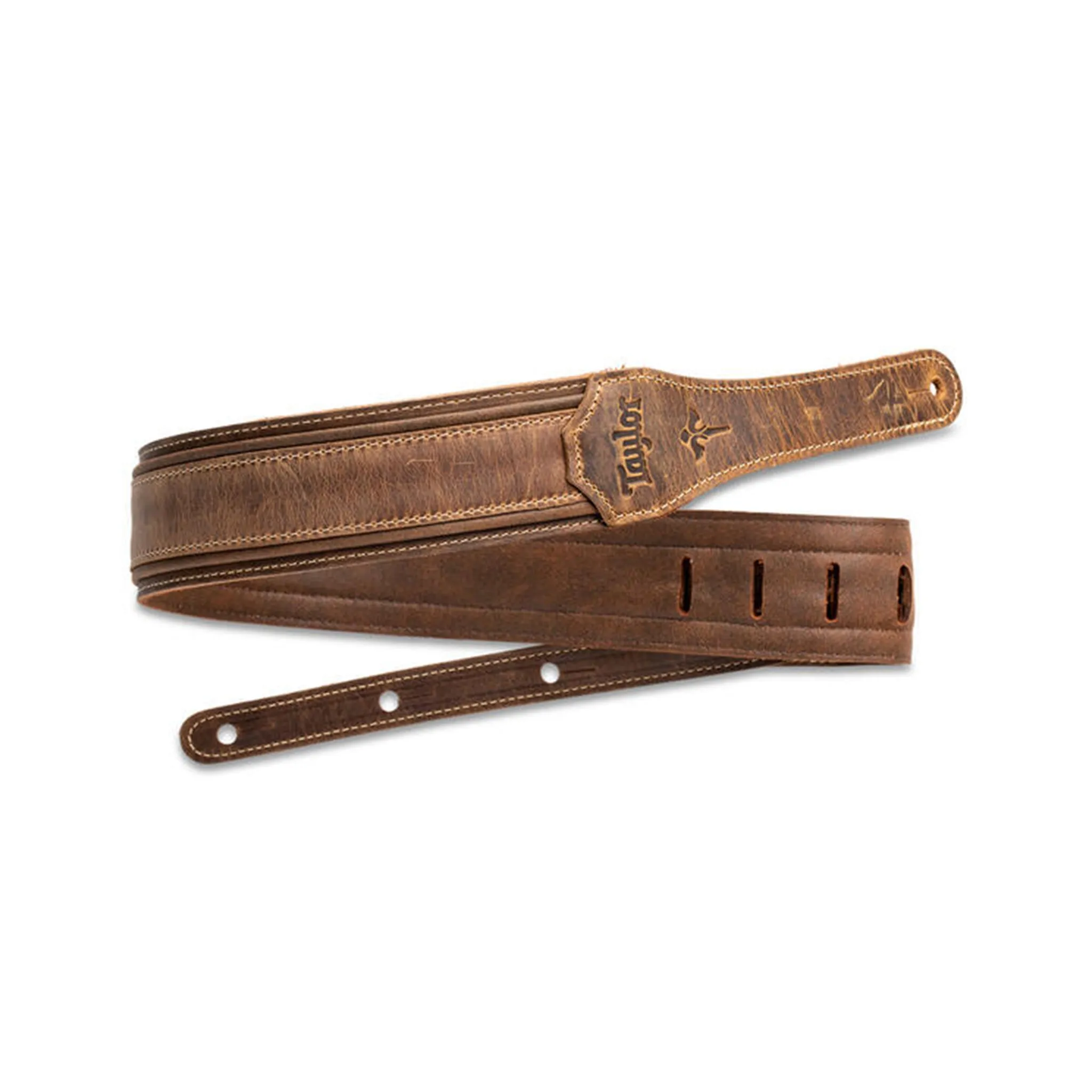 Taylor Wings 2.5" Distressed Leather Guitar Strap, Dark Brown