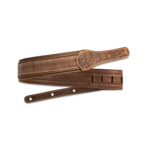 Taylor Wings 2.5" Distressed Leather Guitar Strap, Dark Brown