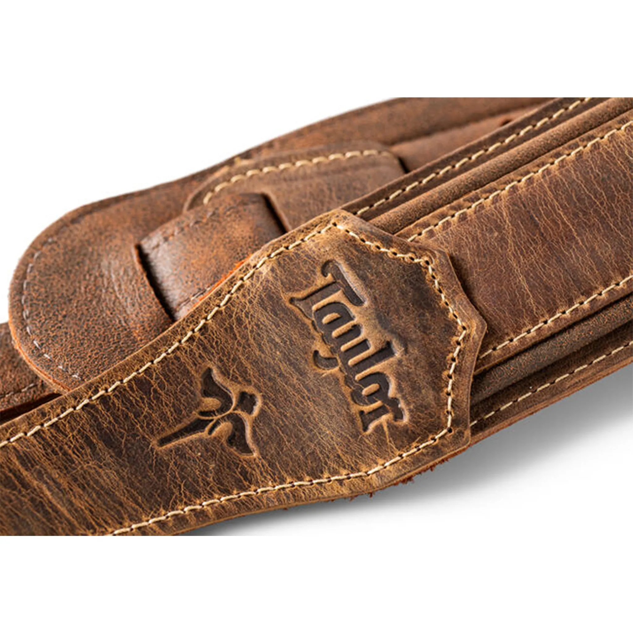 Taylor Wings 2.5" Distressed Leather Guitar Strap, Dark Brown