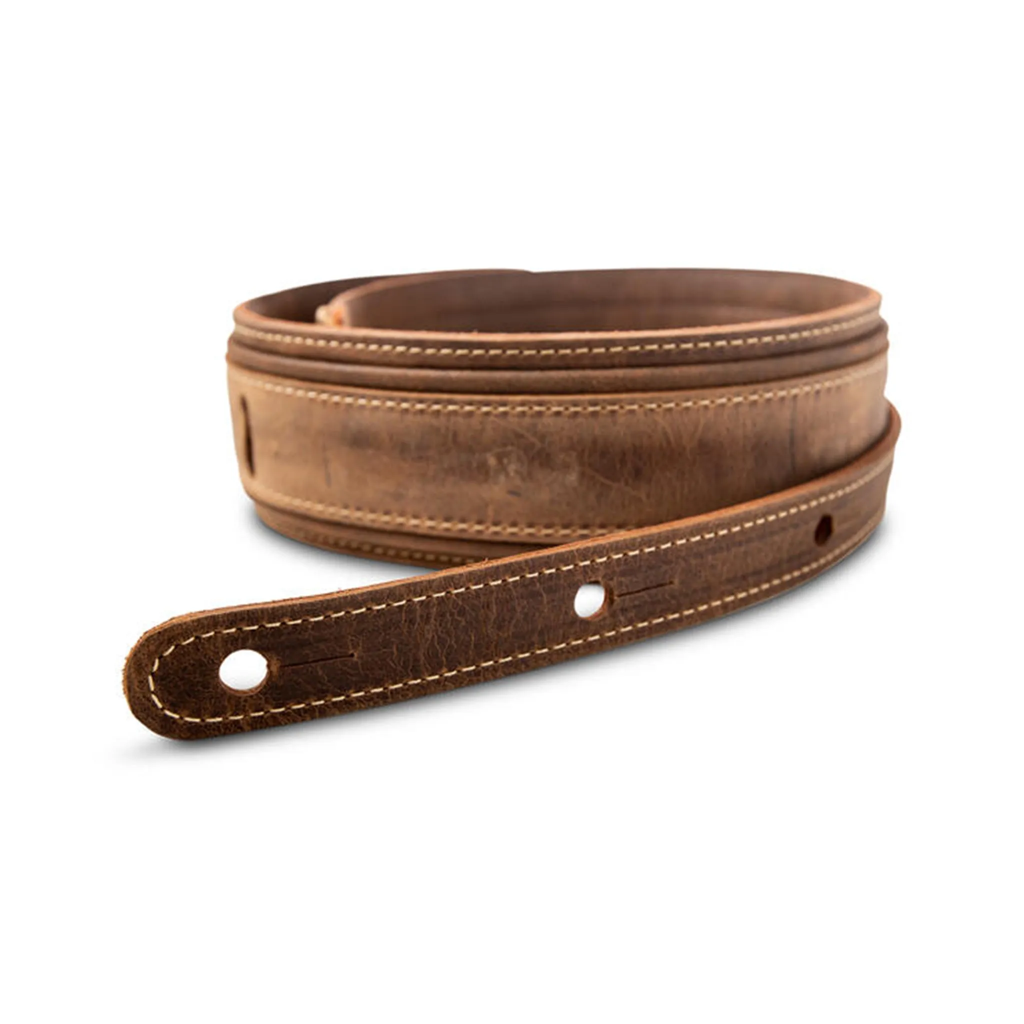 Taylor Wings 2.5" Distressed Leather Guitar Strap, Dark Brown