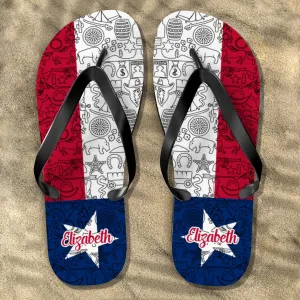 Texas Flag Flip Flop With Inspired Colors Abstract Pattern