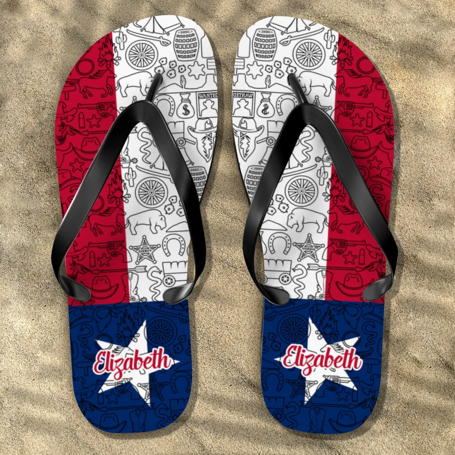 Texas Flag Flip Flop With Inspired Colors Abstract Pattern