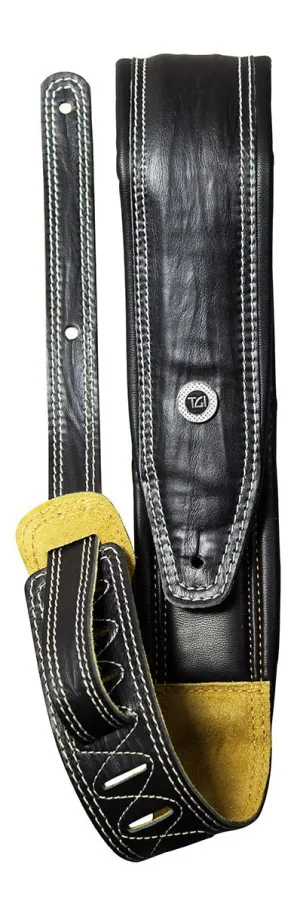 TGI Guitar Strap Padded Black Leather