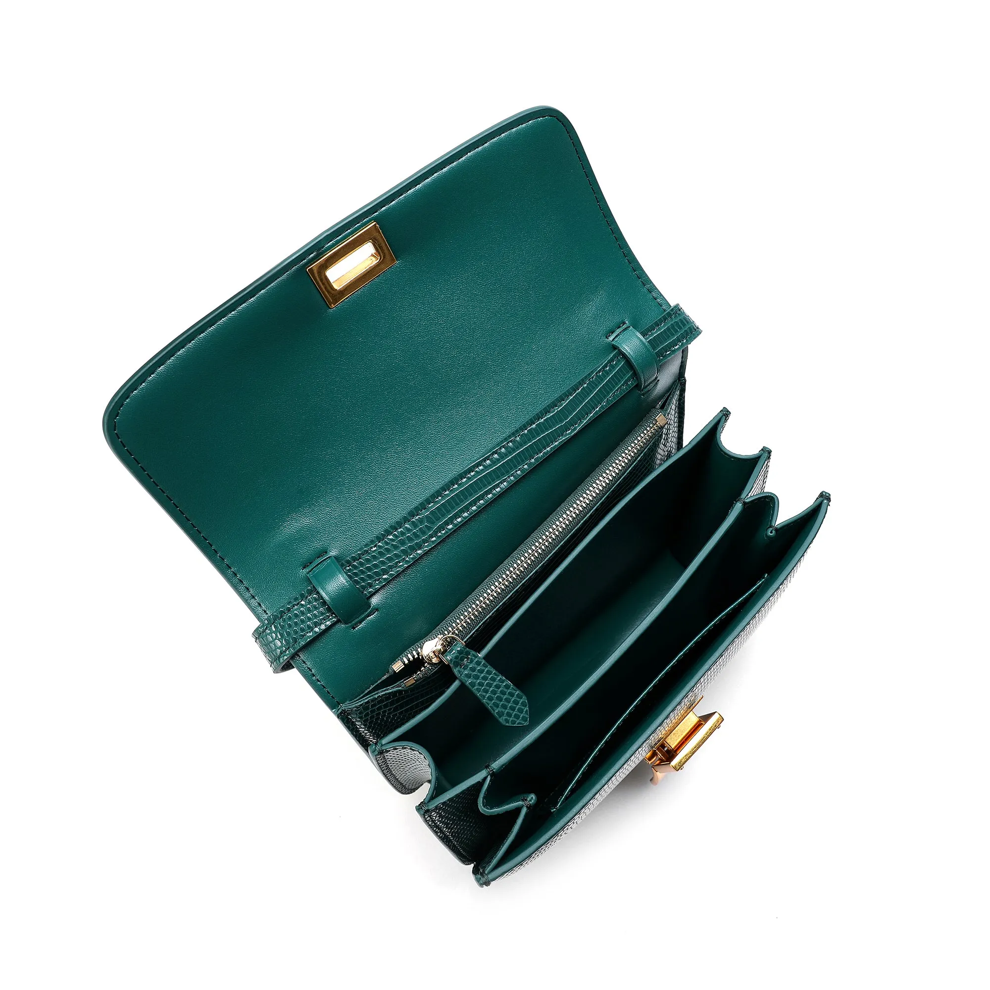 Tiffany & Fred Lizard Embossed Leather Crossbody/Shoulder Bag