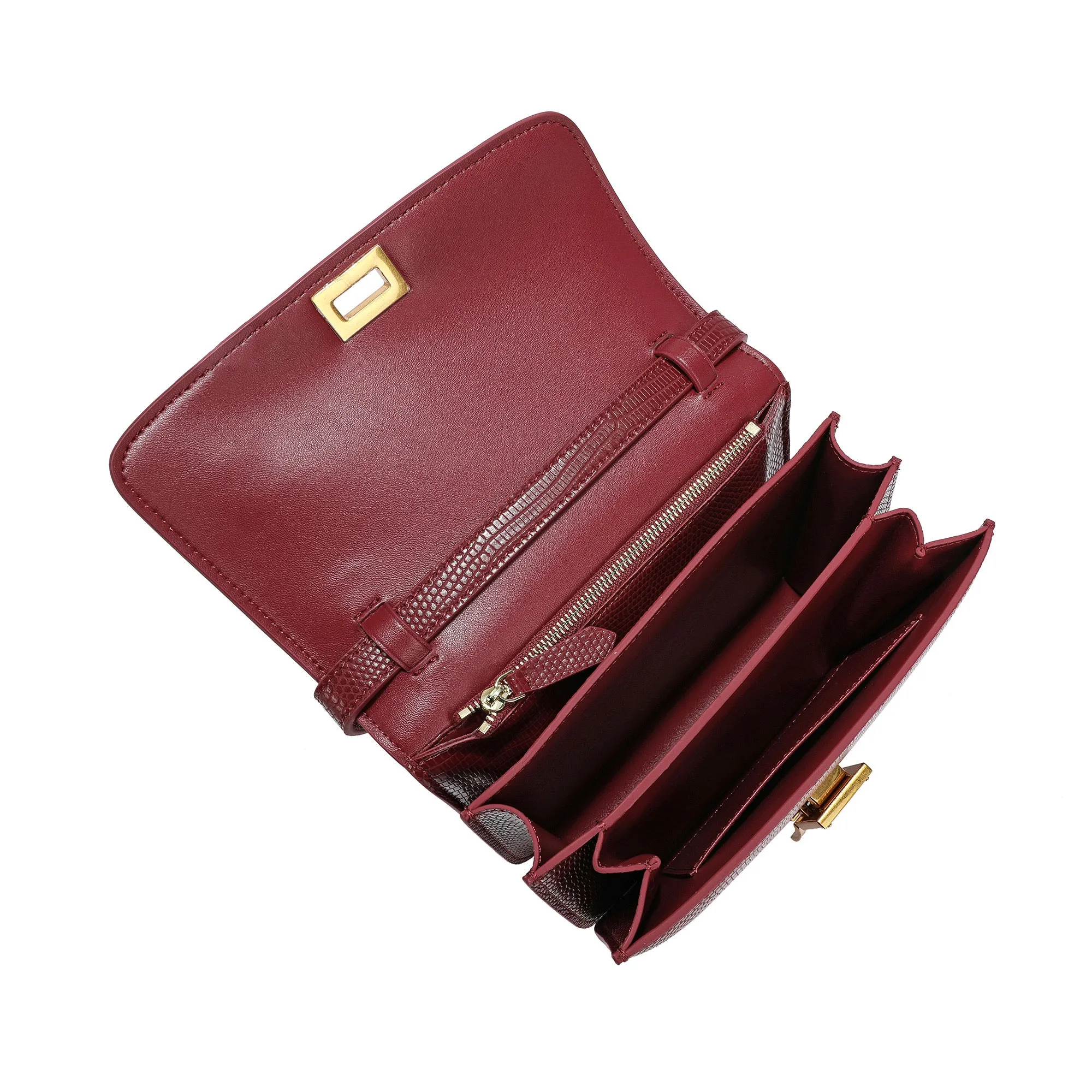 Tiffany & Fred Lizard Embossed Leather Crossbody/Shoulder Bag