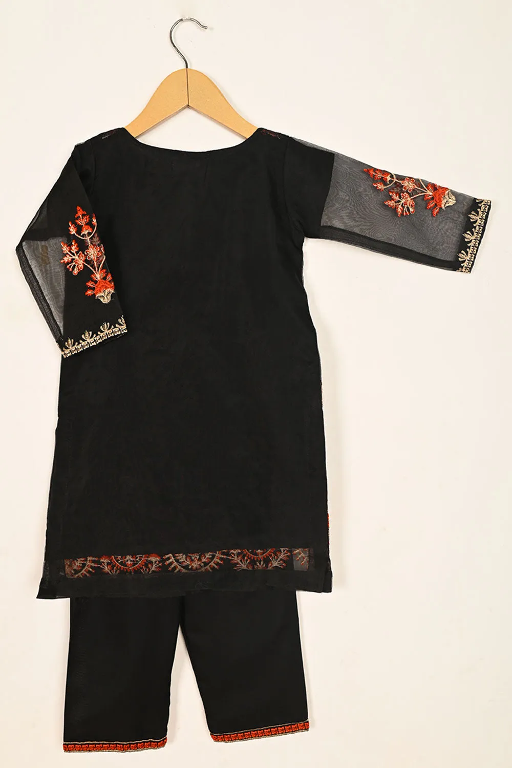 TKF-110-Black- Kids 3Pc Organza Embroidered Formal Dress