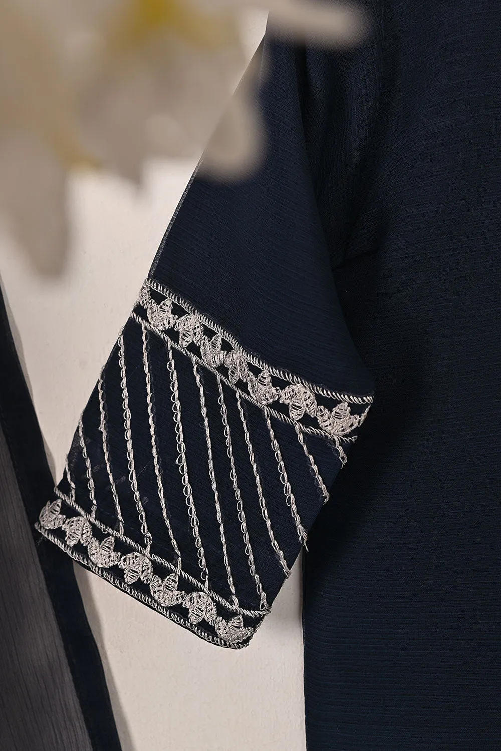 TKF-143-Navy Blue - Kids 3Pc Chiffon Embroidered Formal Dress