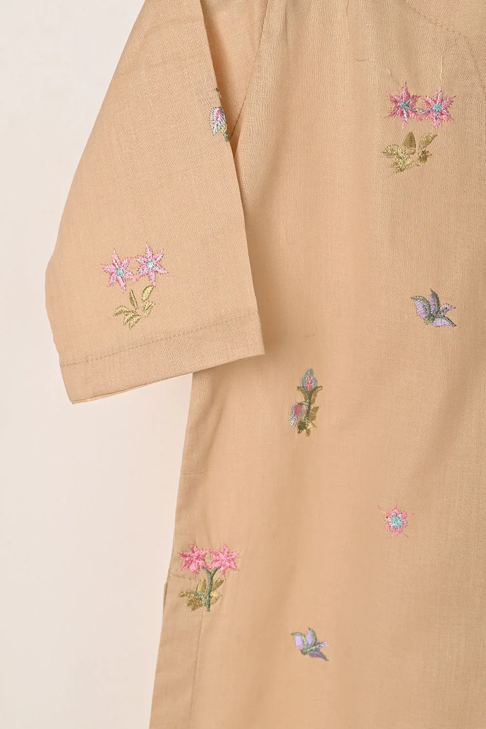 TKF-311-Skin - Kids 3Pc Ready to Wear Cambric Embroidered Formal Gharara Dress