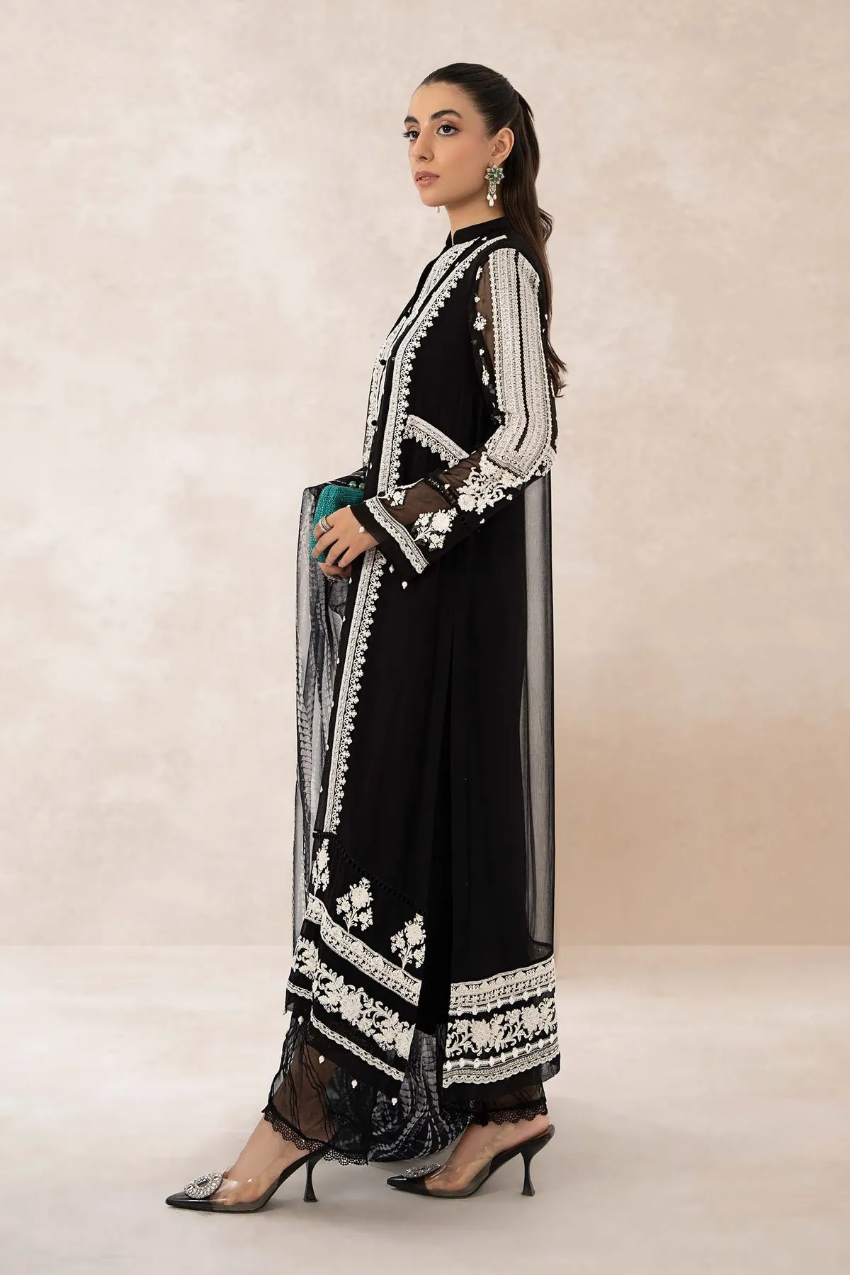 Traditional Black Shade Pakistani Salwar Kameez Embroidered Suit