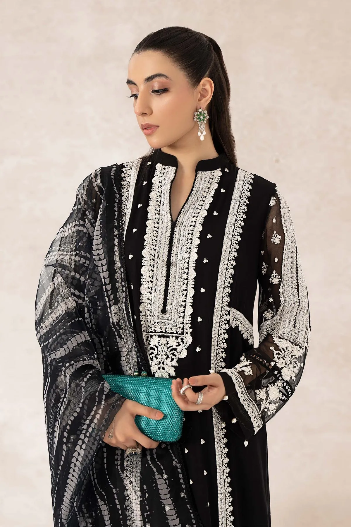 Traditional Black Shade Pakistani Salwar Kameez Embroidered Suit