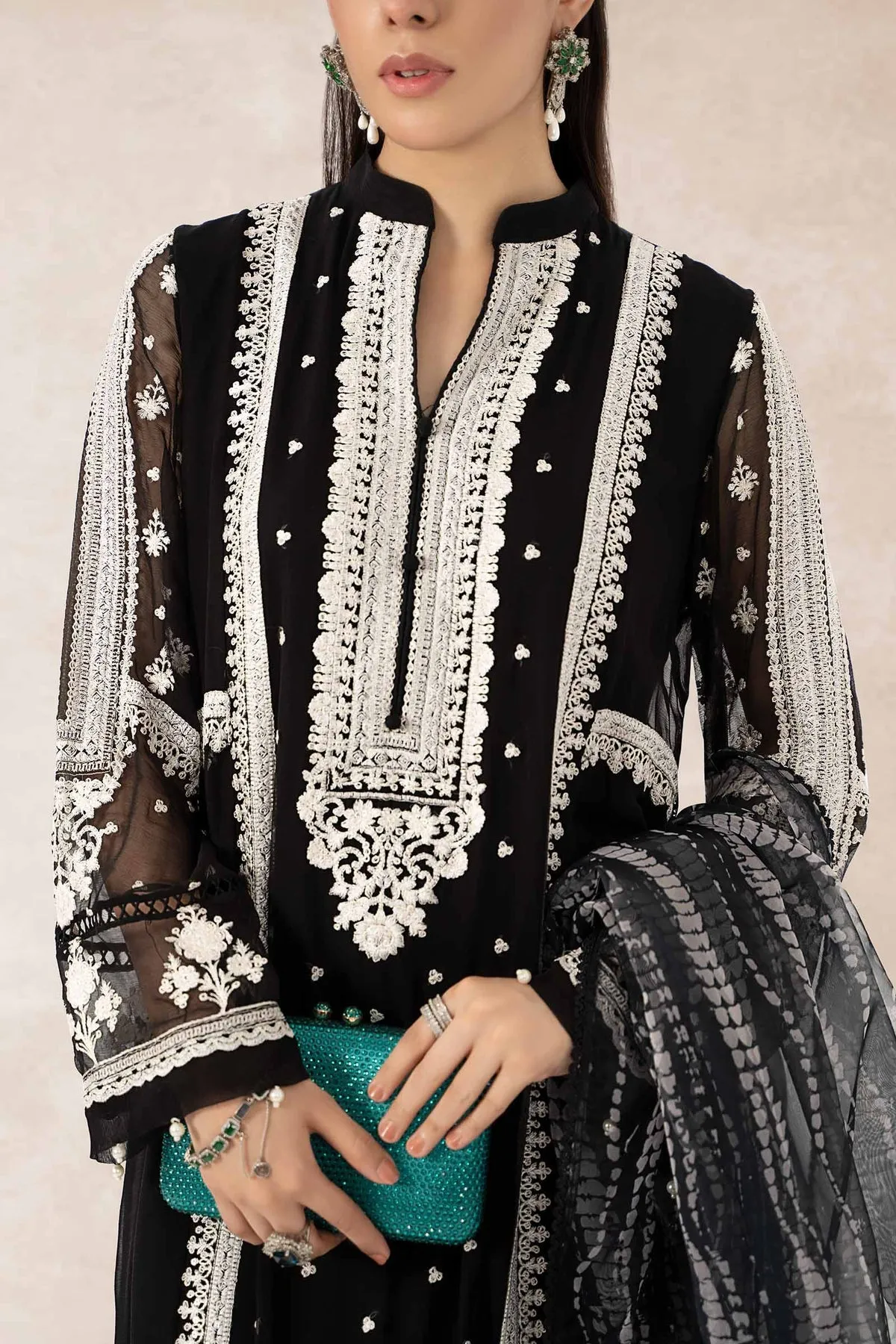 Traditional Black Shade Pakistani Salwar Kameez Embroidered Suit