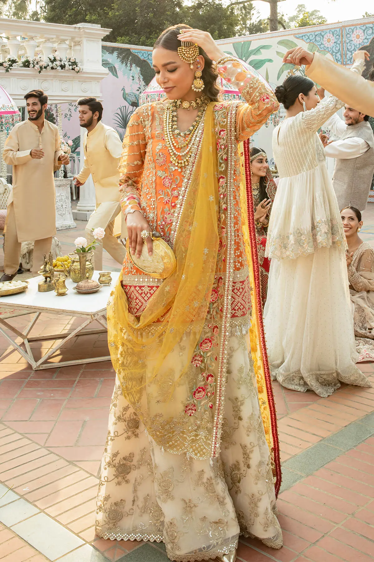 Traditional Heavily Embellished Yellow Pakistani Kameez Salwar Suit