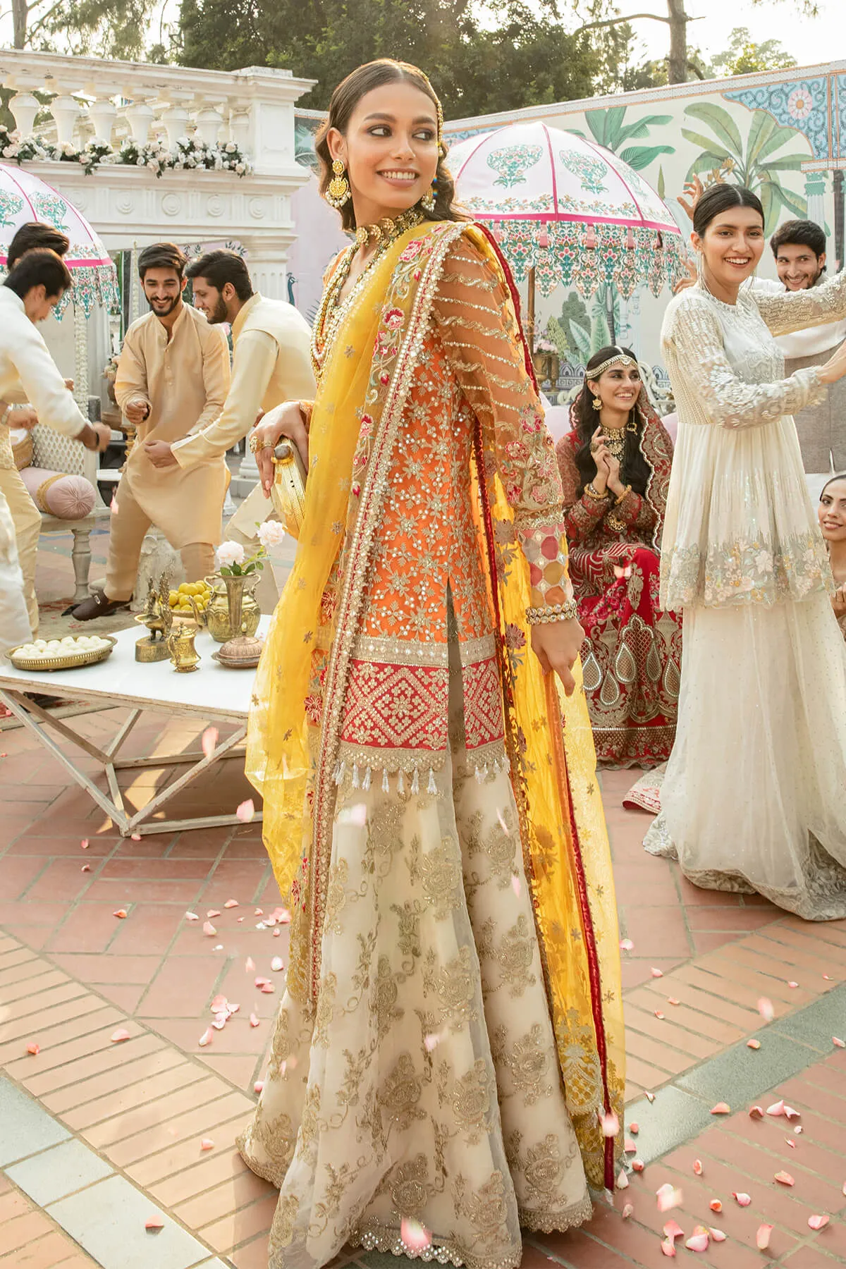 Traditional Heavily Embellished Yellow Pakistani Kameez Salwar Suit