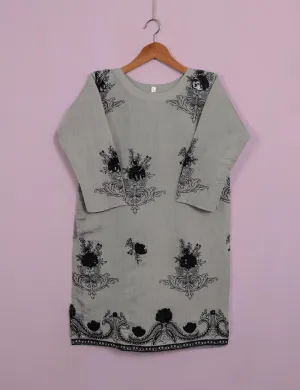TS-115A-Grey - Paper Cotton Embroidered Stitched Kurti