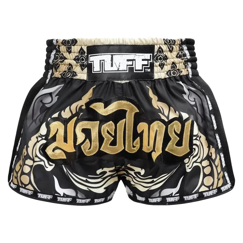 Tuff Retro Style Shorts - Thai King Of Naga Black