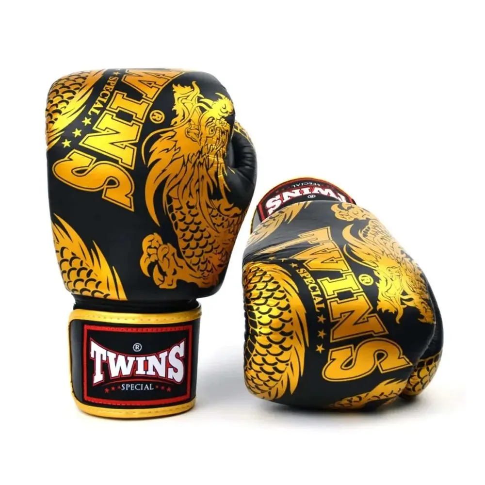 Twins FBGVL3-49 Dragon Boxing Gloves - Black/Gold