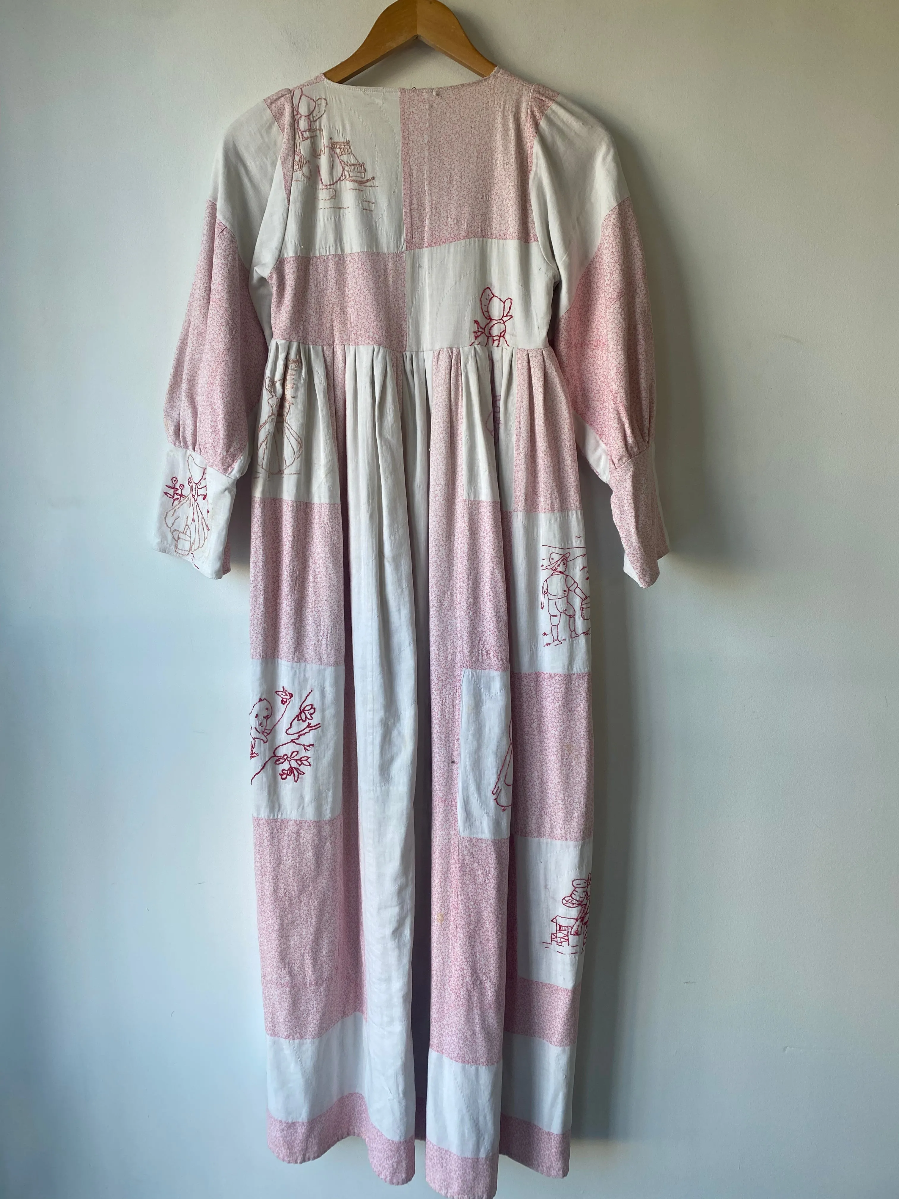 Vintage Antique Quilted and Embroidered Dress