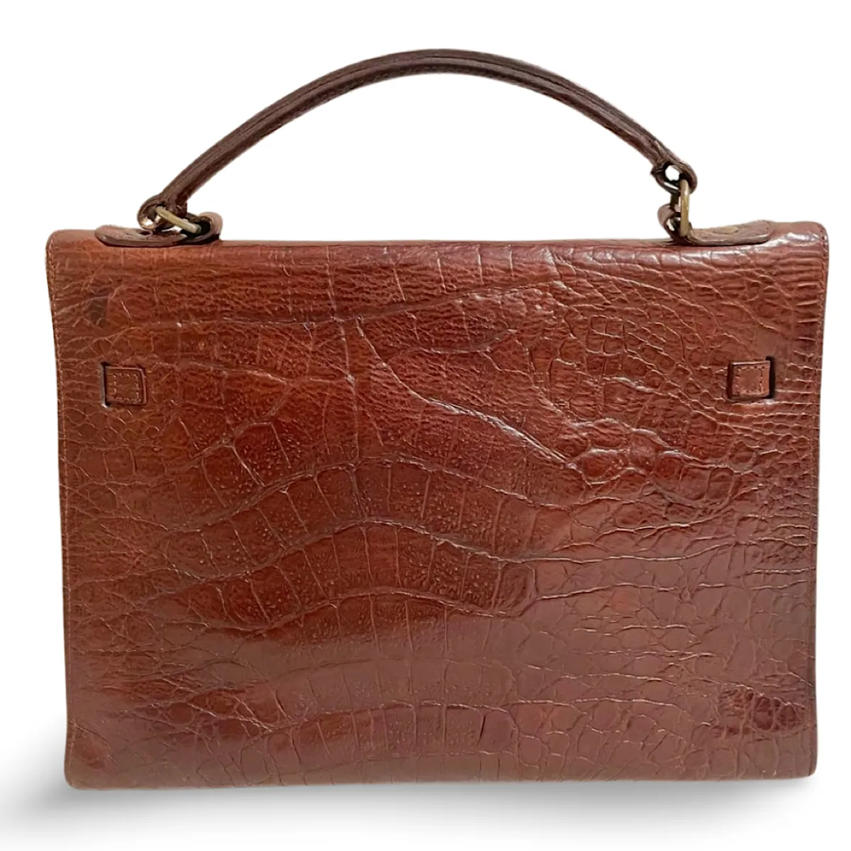 Vintage Mulberry croc embossed leather Kelly bag with shoulder strap. Roger Saul era. Rare masterpiece. 061118r1