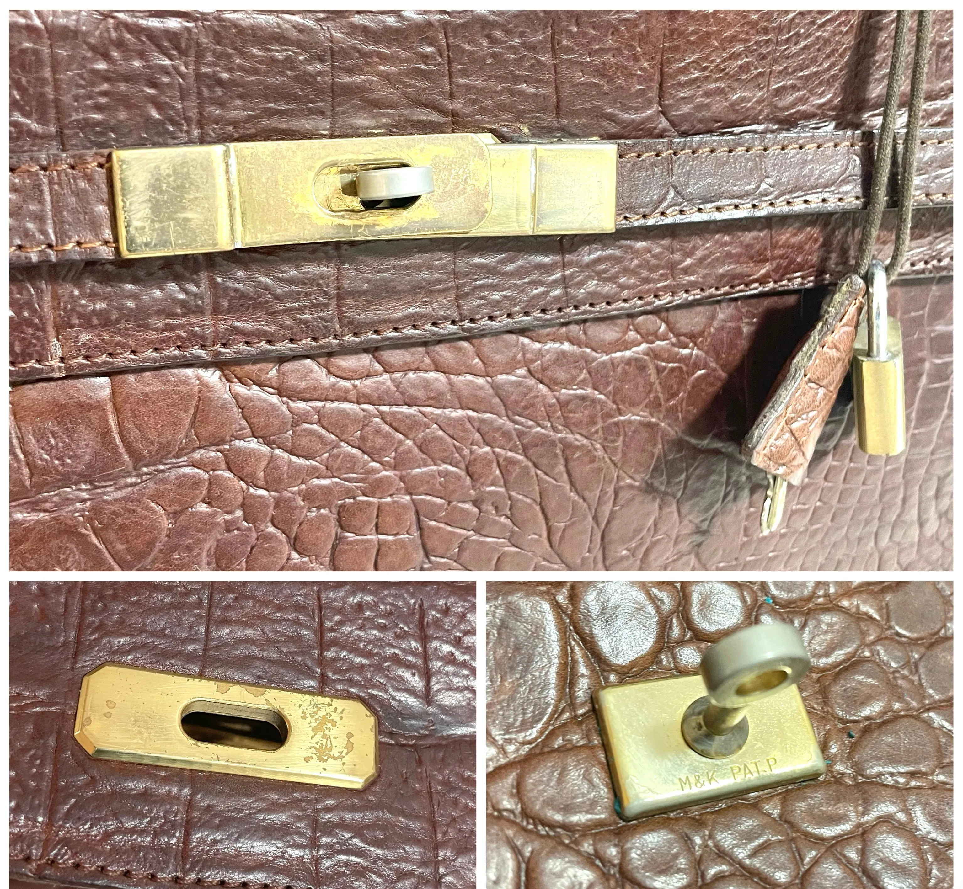 Vintage Mulberry croc embossed leather Kelly bag with shoulder strap. Roger Saul era. Rare masterpiece. 061118r1