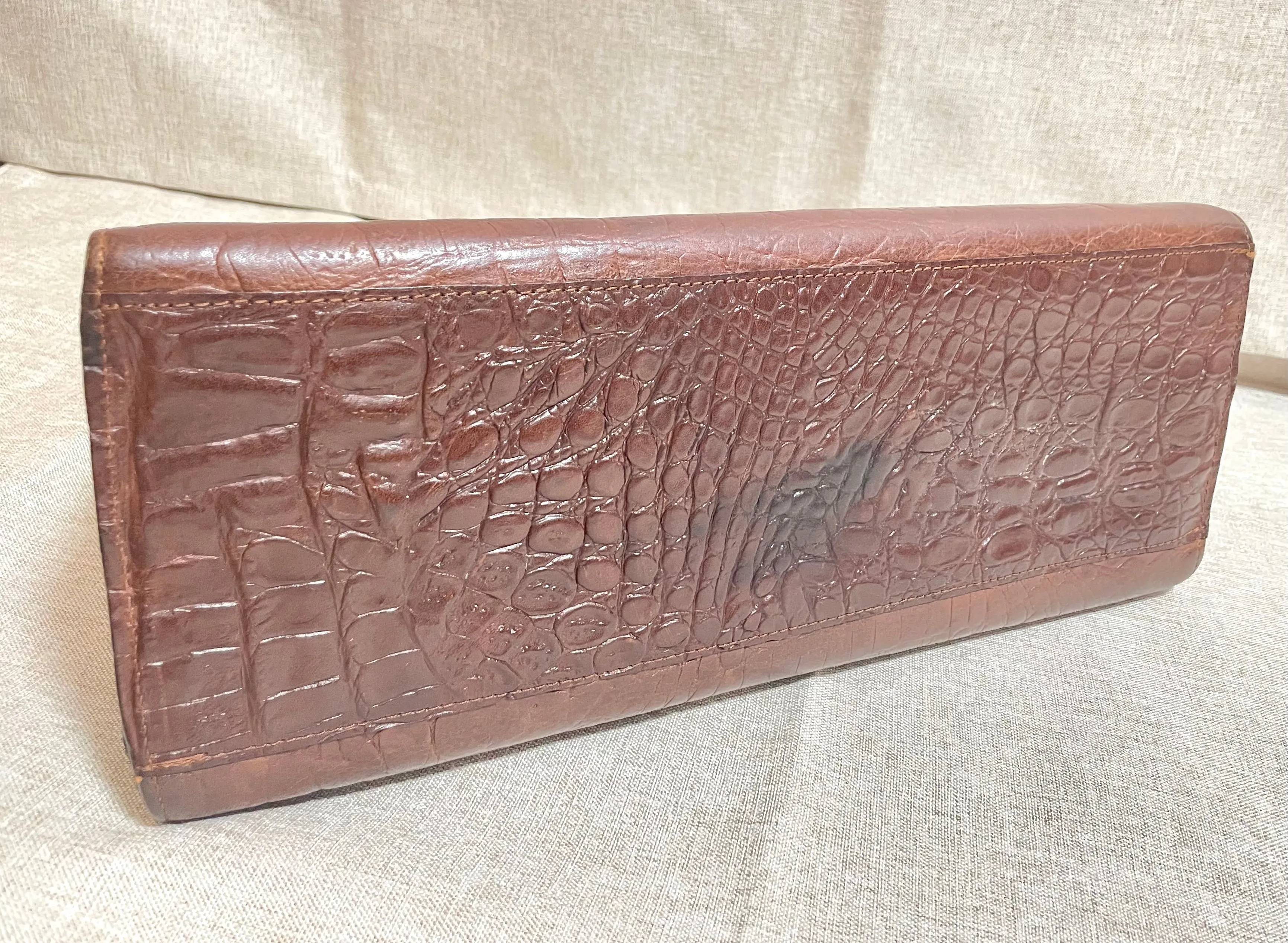 Vintage Mulberry croc embossed leather Kelly bag with shoulder strap. Roger Saul era. Rare masterpiece. 061118r1