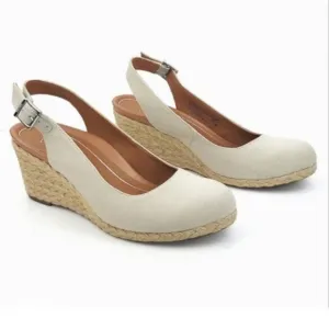 Vionic Coralina Slingback Canvas Oat Natural Wedge Heel Espadrille 8